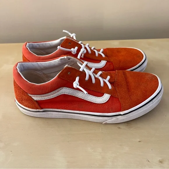 Vans Unisex Orange and White Suede Sneakers - Picture 3 of 13